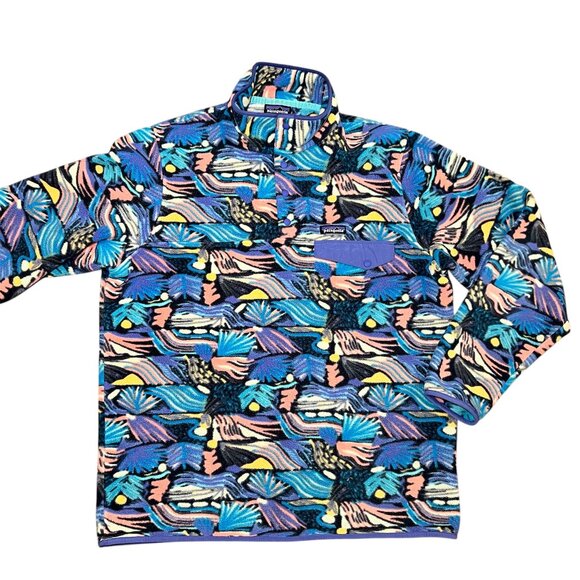 Rare Pattern Patagonia Men's XL Synchilla Snap T Fleece Pullover Joy-Pitch Blue